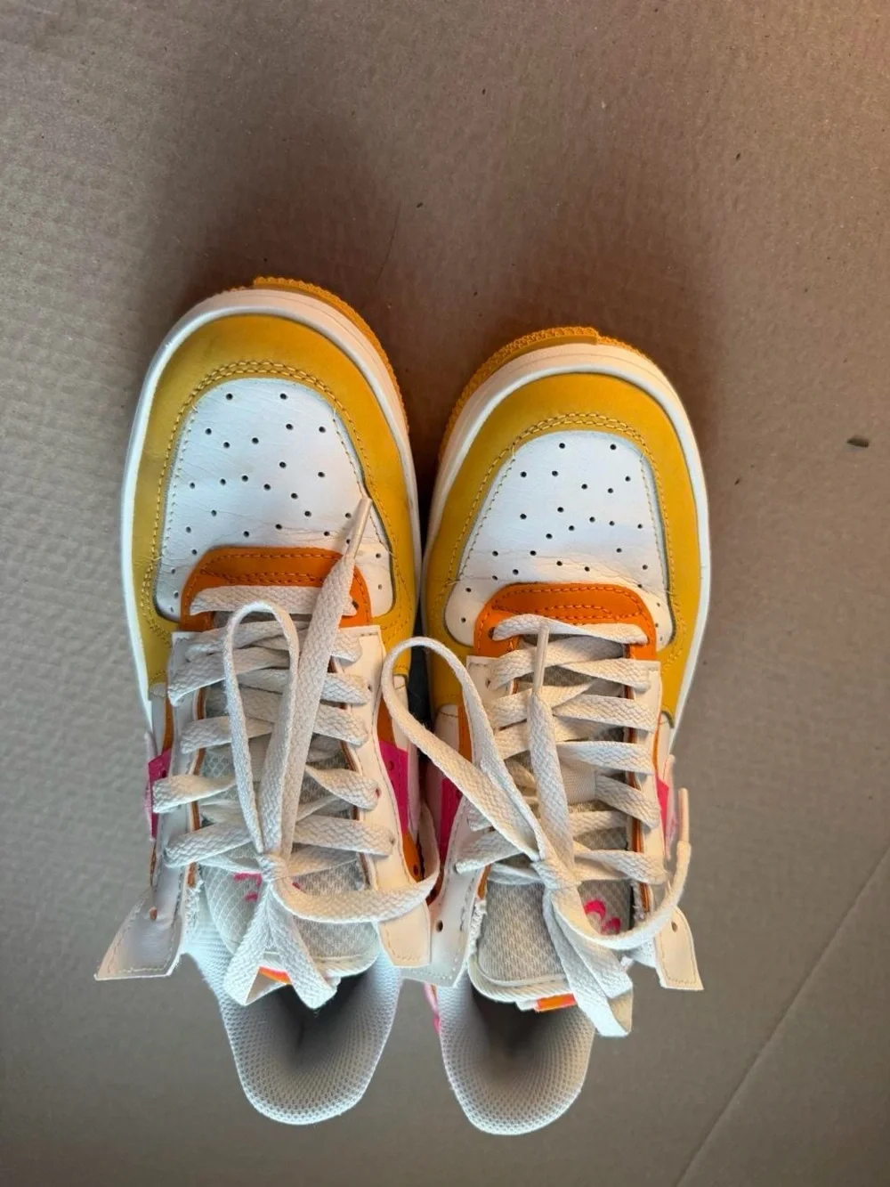 Nike White Sneakers with Pink & Yellow Accents - Picture 4 of 7